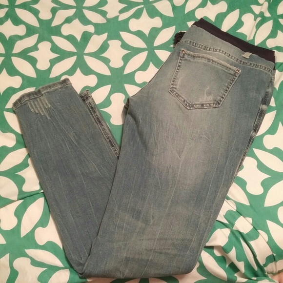 Pink blush maternity skinny jeans