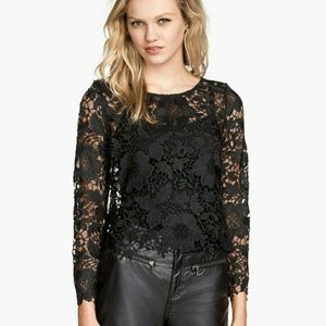 Navy Blue Lace Top