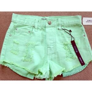 NWT 24 XS Forever 21 green high waisted shorts