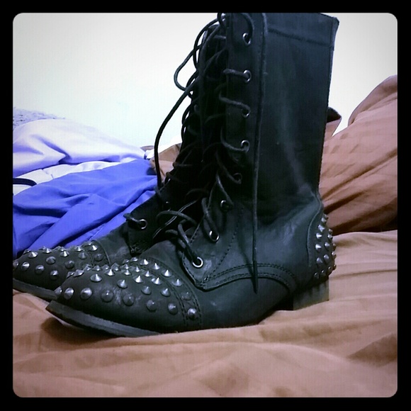 Black Studded Combat Boots