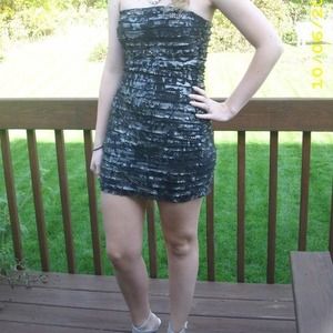 Black and silver short homecoming dress