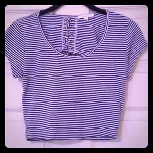 BLUE AND WHITE STRIPED CROP TOP