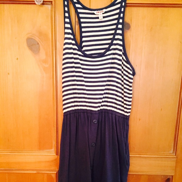 Forever 21 navy and white striped razorback dress - Picture 1 of 4