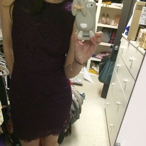 Maroon lace mini dress, see through back