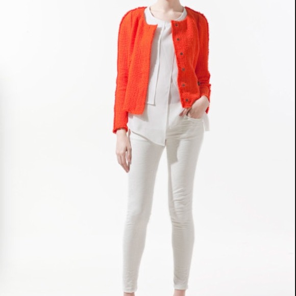 zara orange tweed jacket