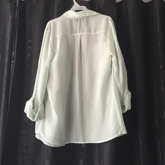 Sheer mint button up - Picture 2 of 2