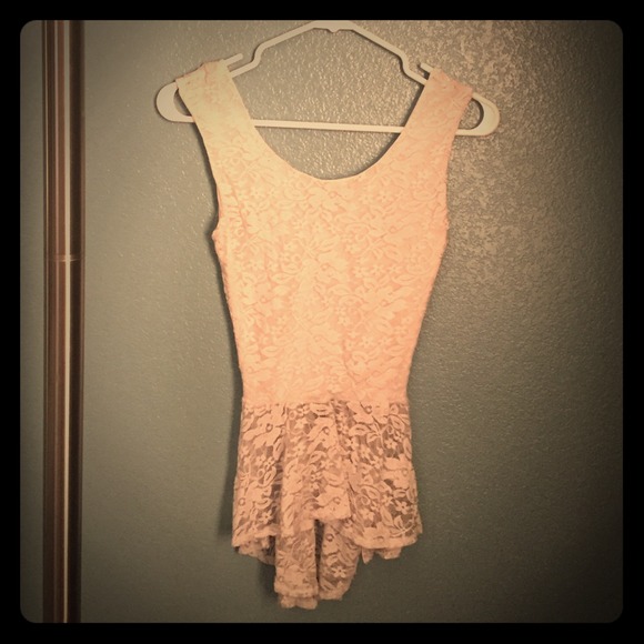White lace peplum tank with cut open back side