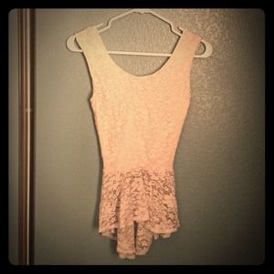 White lace peplum tank with cut open back side