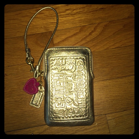 Gold Coach Poppy Wristlet