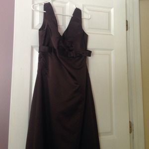 Floor length chocolate brown dress