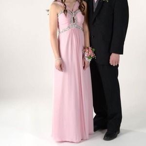 pink long prom dress
