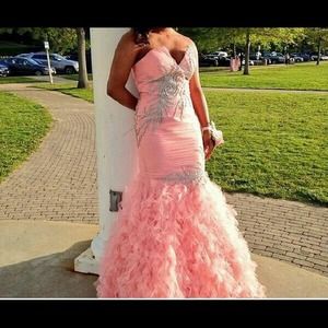 Blush designer prom dress