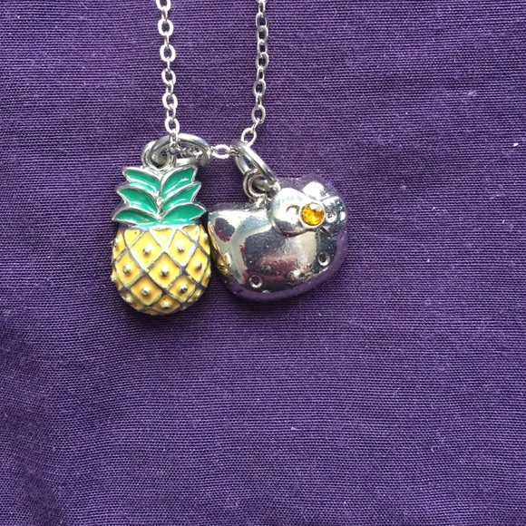 Cute Hello Kitty and pineapple charm necklace - Picture 2 of 2