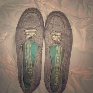 Sparkly silver Keds with mint accents