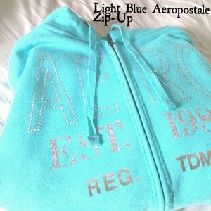 Light Blue Aeropostale Zip-Up