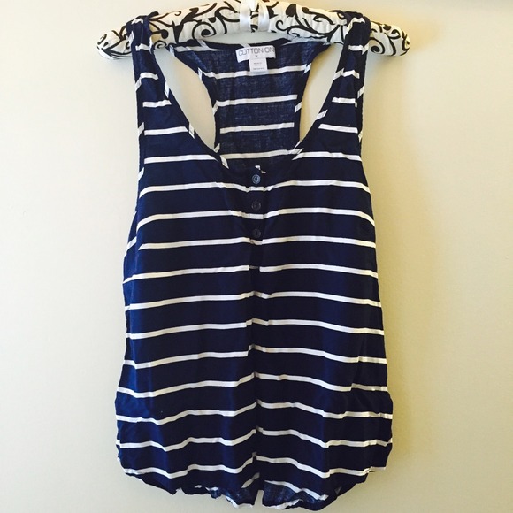 Navy & White Tank