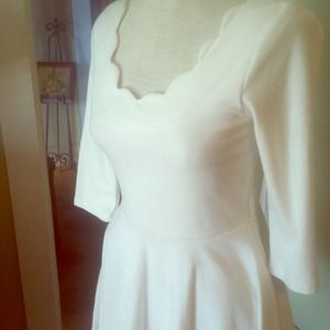 Scalloped neck skate skater dress