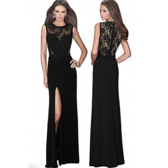 ASOS Dresses & Skirts - NWT black lace formal maxi w/ slit