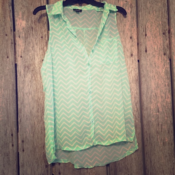 🔴HOLD Mint Chevron Top