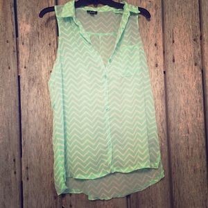 🔴HOLD Mint Chevron Top