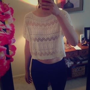 Cream  patterned crop top
