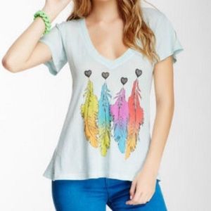 NWT Wildfox Rainbow Feather T-Shirt