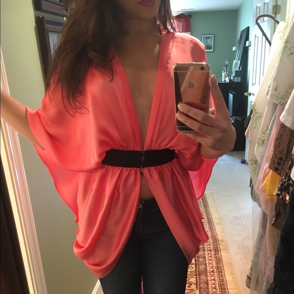 Pink silk tunic from Bebe