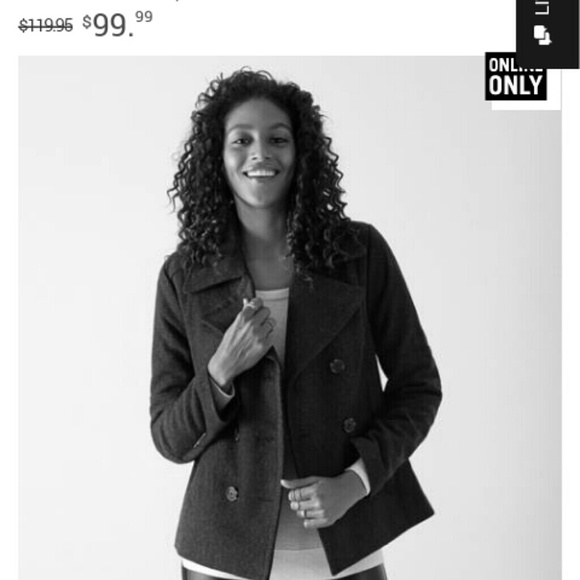 Grey American Eagle Double-Breasted Pea Coat