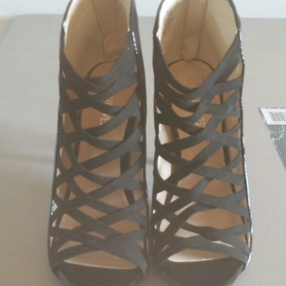 Nine West Shoes - Black suede criss-cross heels