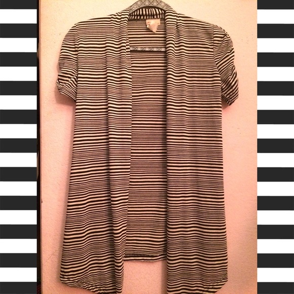 Black and White Striped Cardigan