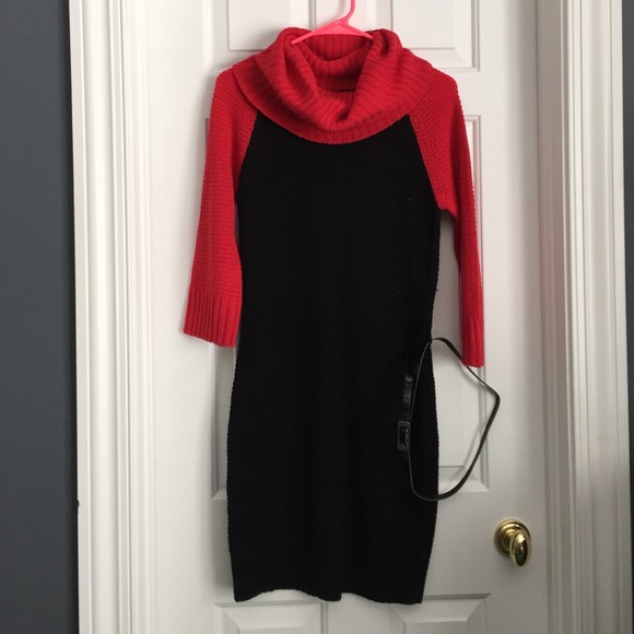 Black and red sweater dress