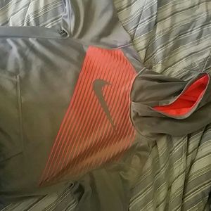 Nike Boys Therma-Fit Hoodie. Orange/Grey