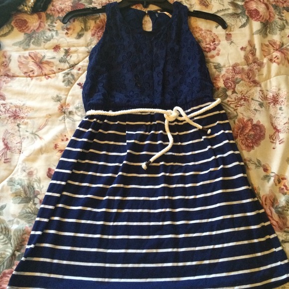 Navy blue and stripped dress