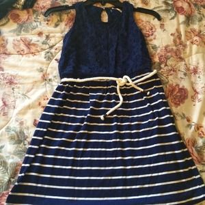 Navy blue and stripped dress