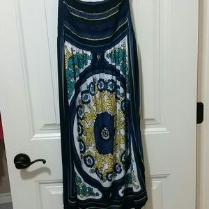 Blue &yellow strapless dress