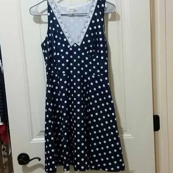 Blue with white pokadot dress