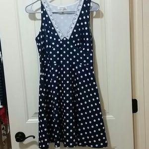 Blue with white pokadot dress