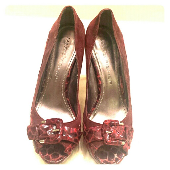 Suede wooded high heels from Marc Fisher