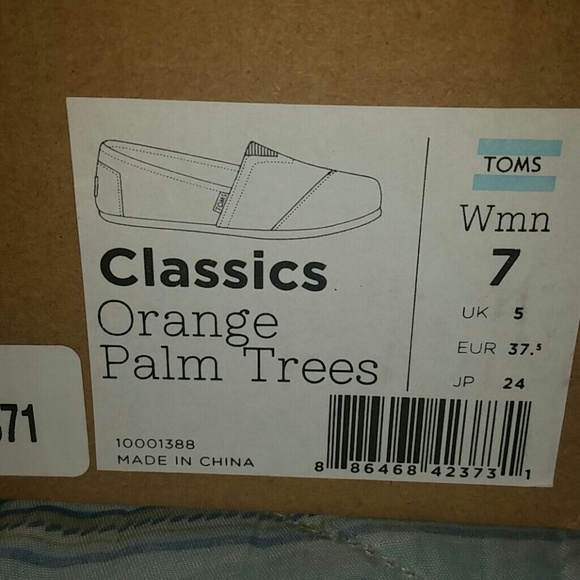 Toms: Womens Classics ; Orange Palm Trees Size 7 - Picture 4 of 4