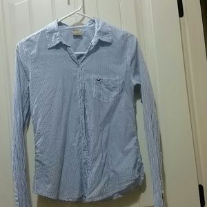 Blue button top
