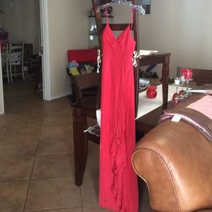 De Laru Spaghetti Strap Prom Dress - Shiney Red