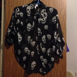Button down skull blouse