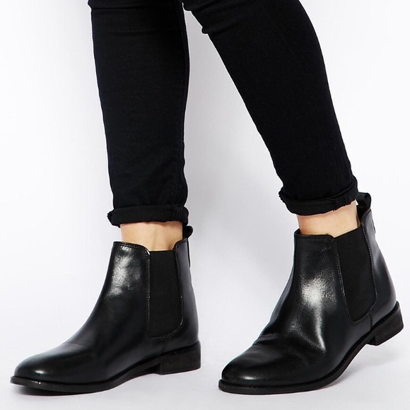 ASOS black ankle Chelsea boots.