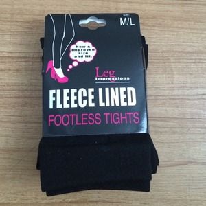NWT Fleece Lined Footless Tights Black