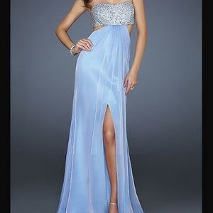 Beautiful light blue sequin prom dress