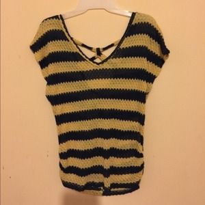 Navy blue and yellow knitted top