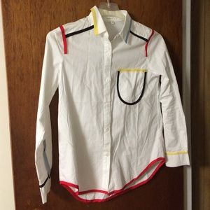 Colored panel button down shirt