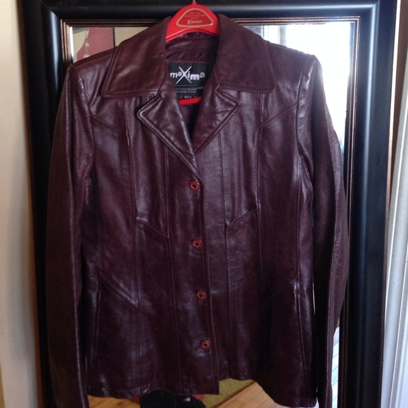 Maroon Leather Coat