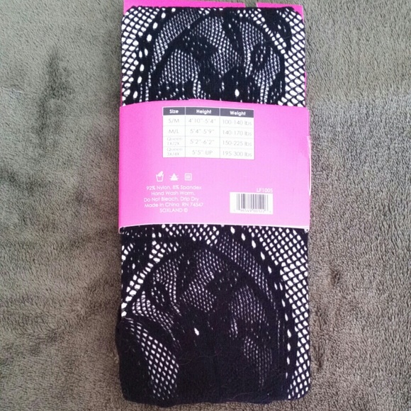 NWT Black fishnet lace tights *gifted* - Picture 2 of 3