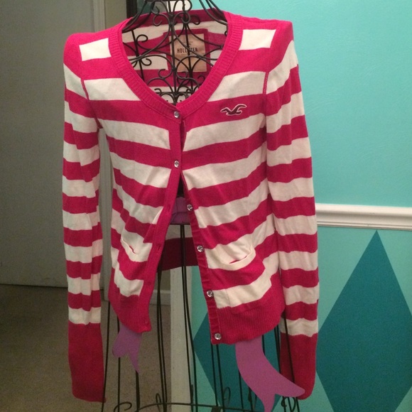 Hollister Sweaters - pink stripe hollister sweater